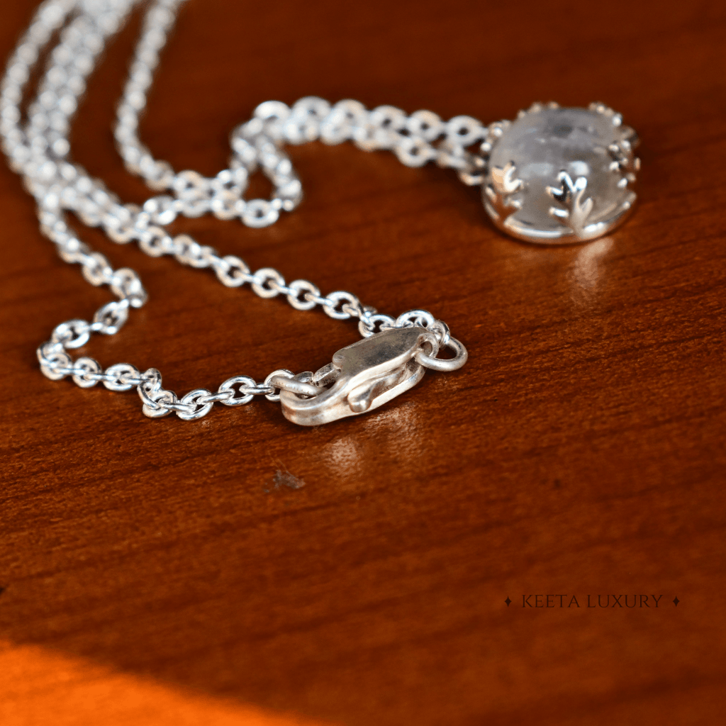 Buy Ayesha Circular Moonstone & Diamante Stud Mini Pendant Rose Gold-Toned Dainty  Necklace at Amazon.in